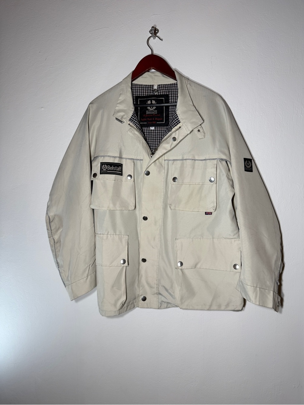 Vintage Belstaff Field Jacket Cream Cotton England 90s M